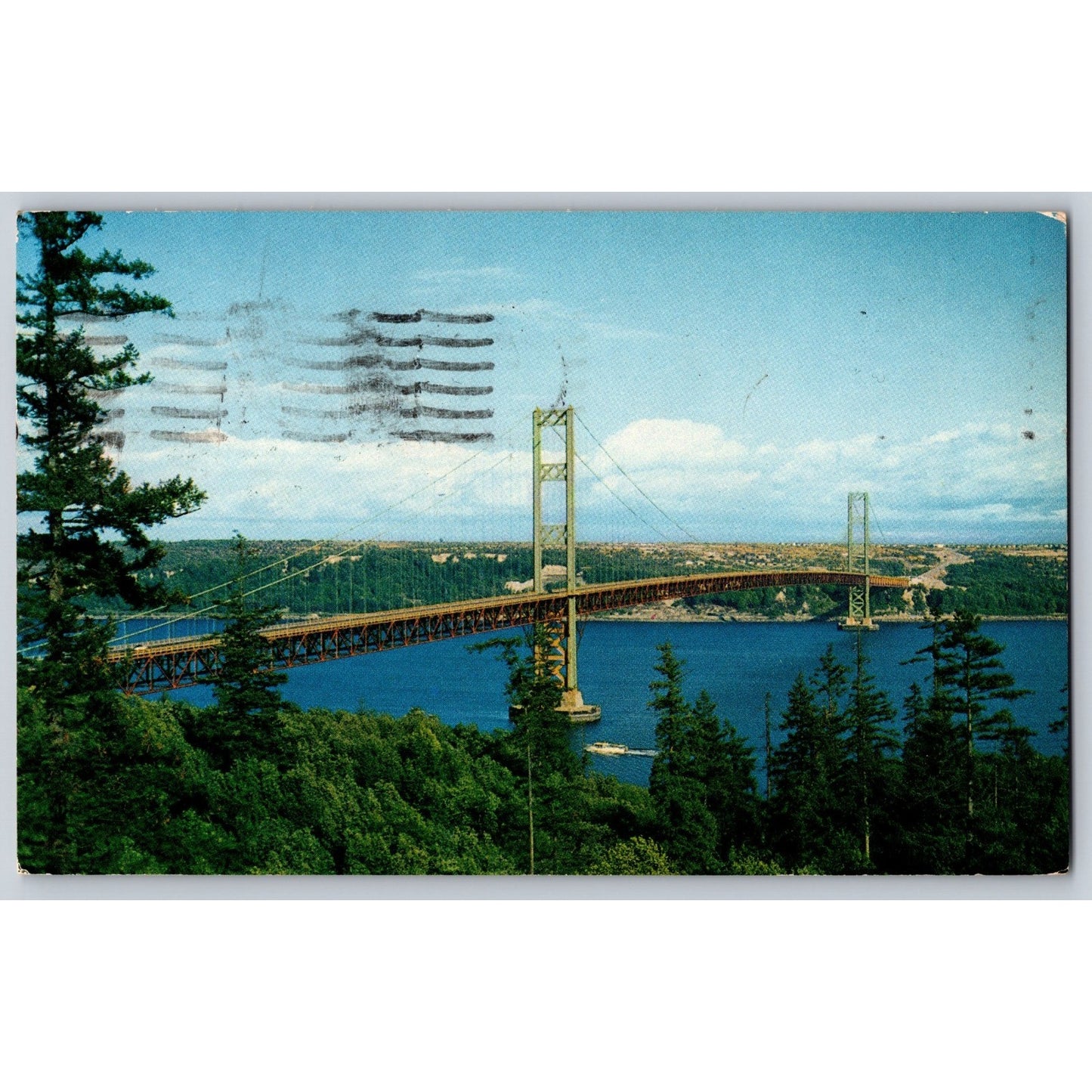 Tacoma WA Washington Narrows Bridge 1958 Chrome Postcard Used