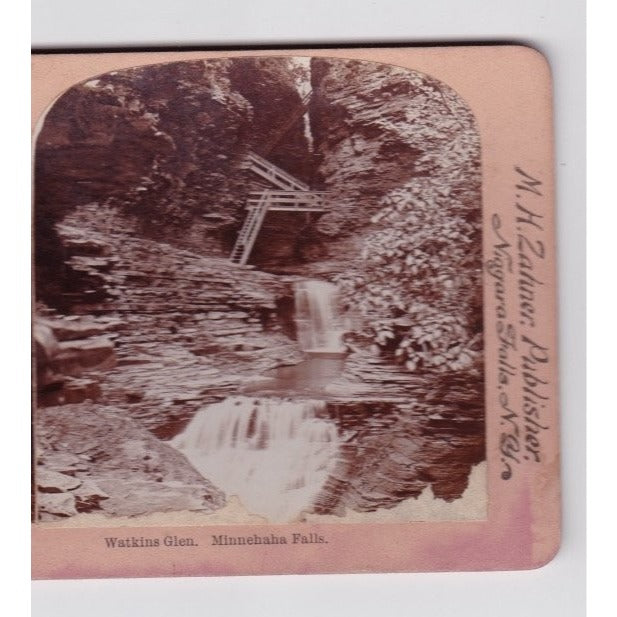 Watkins Glen Minnehaha Falls NY Stereoview Griffith & Griffith 1900s