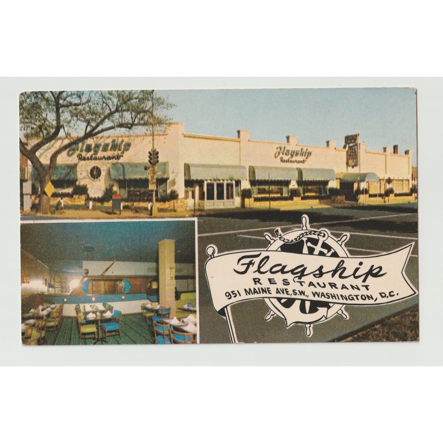 Washington DC Flagship Restaurant 951 Maine Ave Chrome Postcard Unused