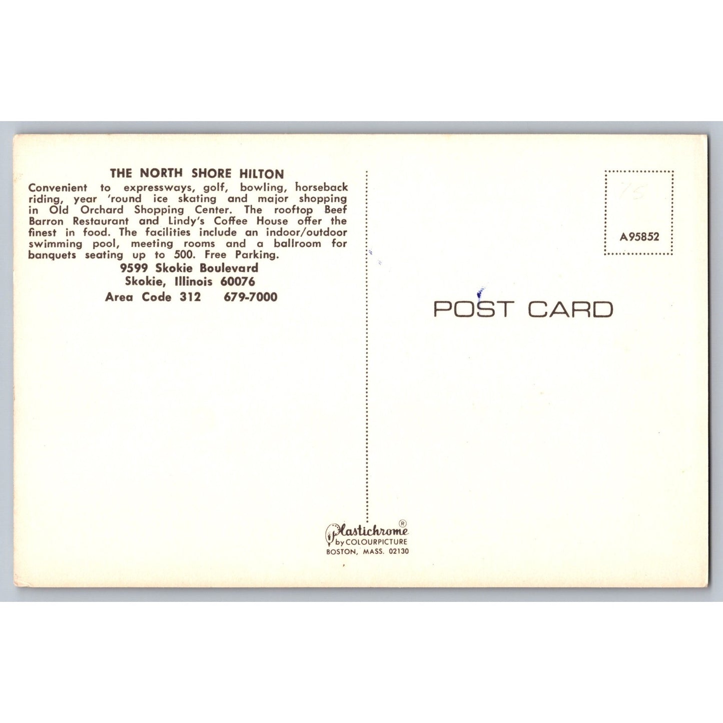 Skokie IL Illinois North Shore Hilton Hotel Illustrated Postcard Unused