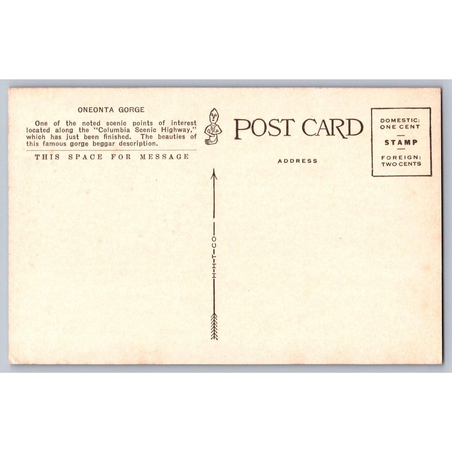 Columbia River OR Oregon Oneonta Gorge Postcard Scenic Hwy Divided Back Postcard