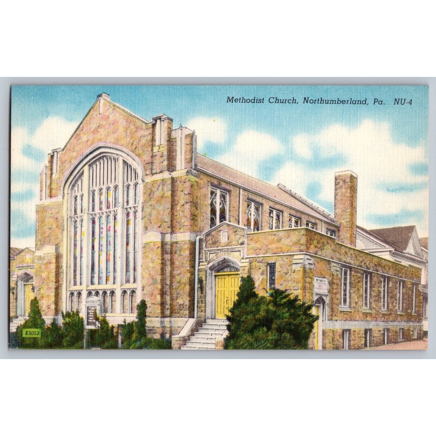 Northumberland PA Pennsylvania Methodist Church Linen Postcard