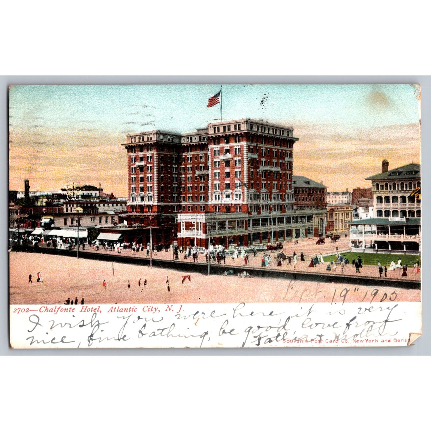 Atlantic City NJ New Jersey Chalfonte Hotel Undivided Back Postcard Used 1905