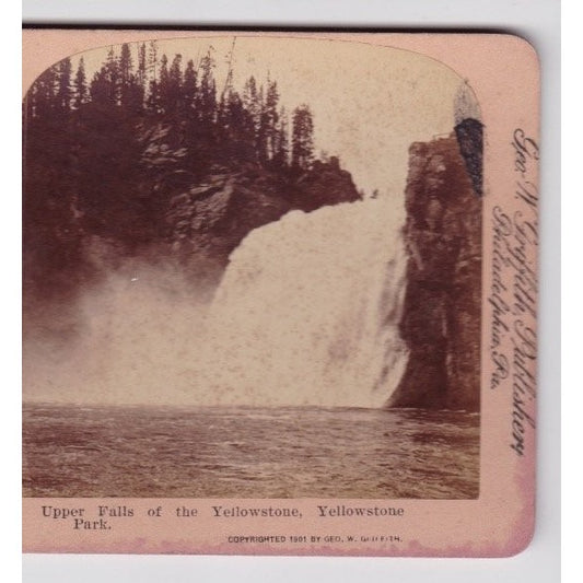 Upper Falls of the Yellowstone National Park WY Stereoview Griffith 1901