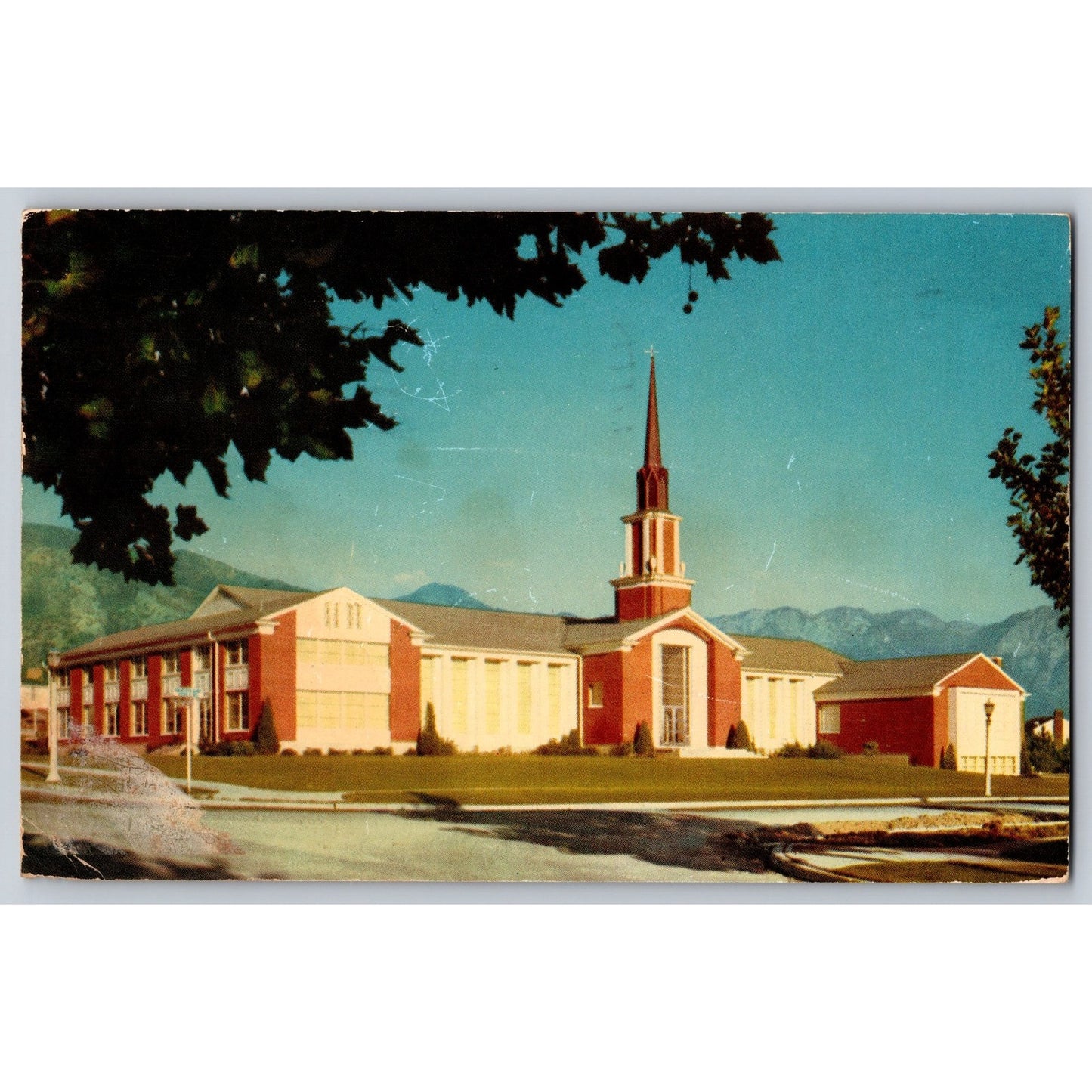 Salt Lake UT Utah Monument Park Ward Chapel LDS 1954 Chrome Postcard Used