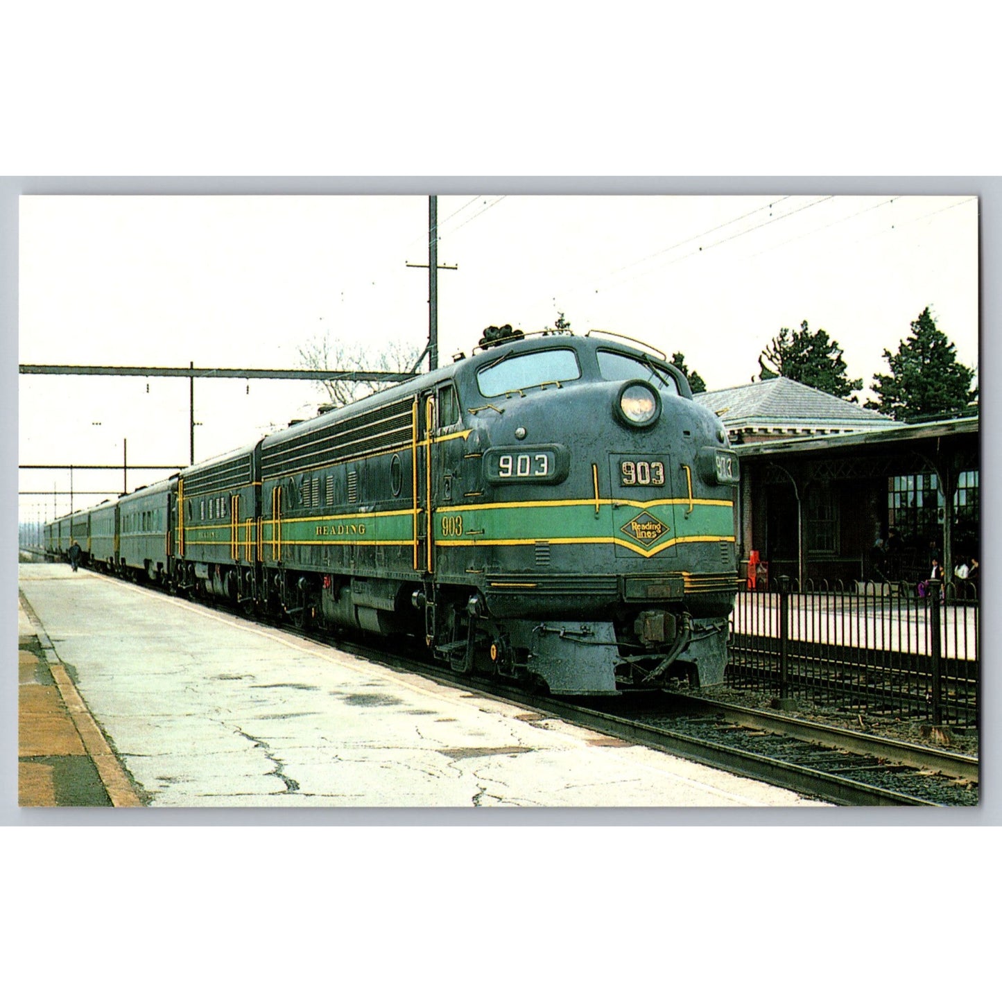 West Trenton NJ New Jersey Reading Railway System FP-7A Unit 903 Postcard
