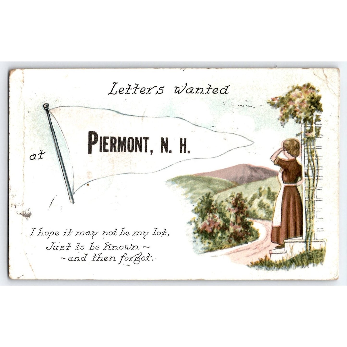 Piermont NH New Hampshire Letters Wanted 1920 Postcard Scenic Art