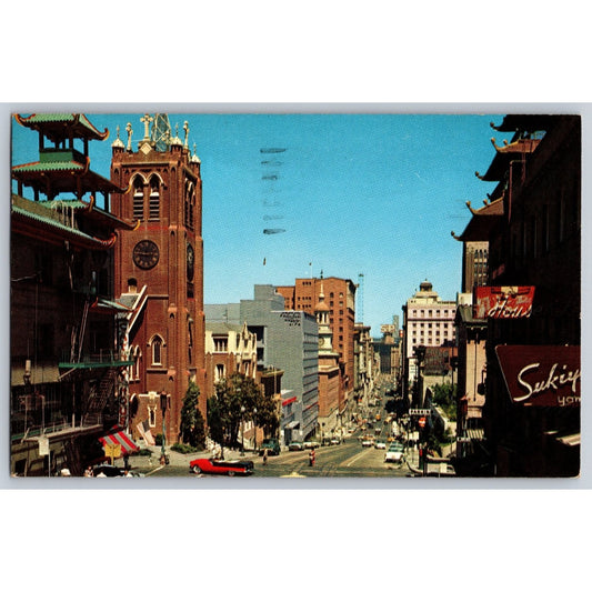San Francisco CA California Chinatown Street Cable Car Chrome Postcard Used