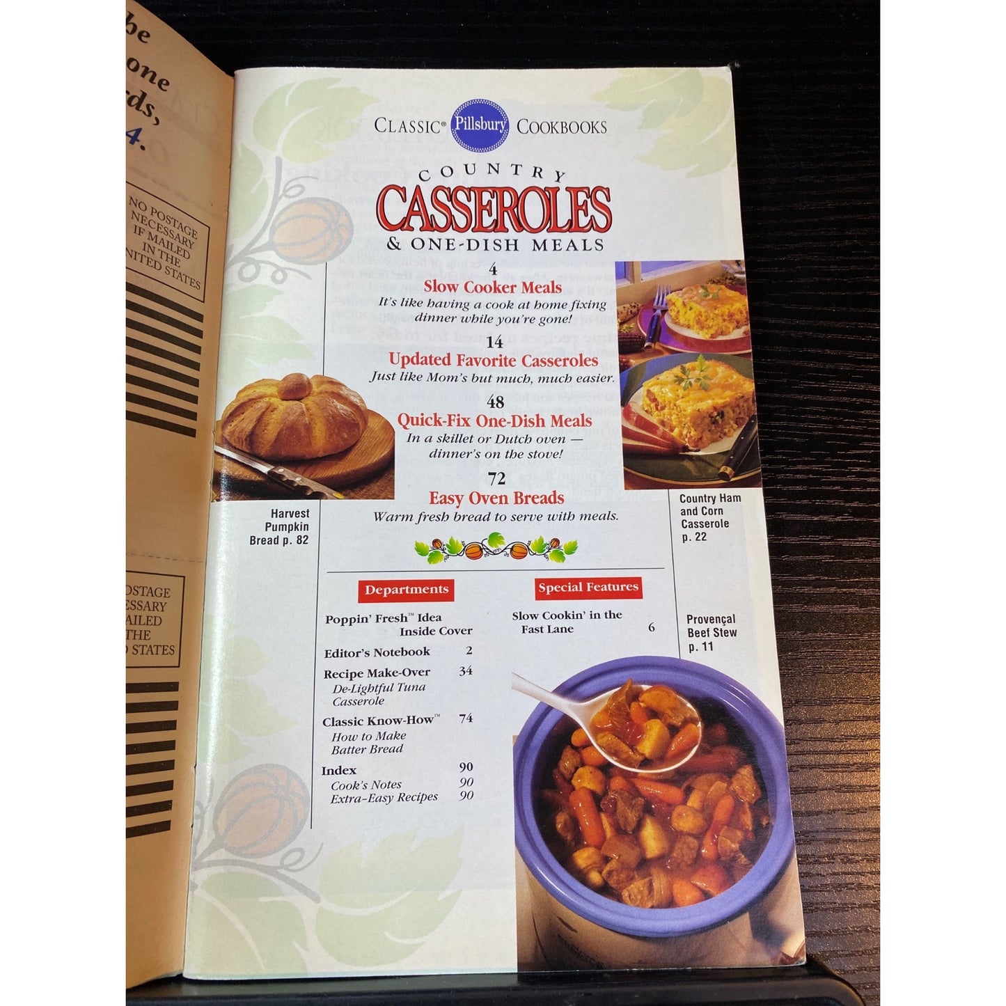 Pillsbury Country Casseroles & One-Dish Meals Cookbook Booklet October 1995