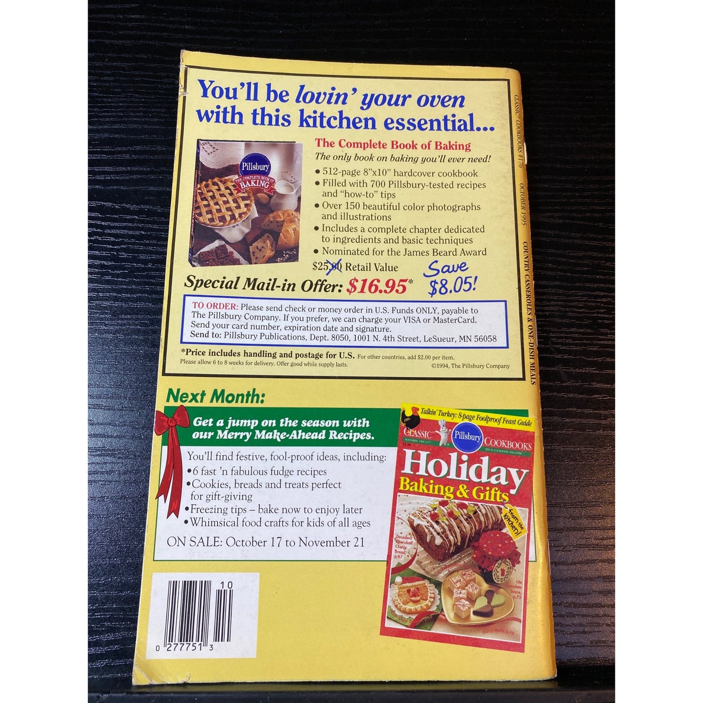 Pillsbury Country Casseroles & One-Dish Meals Cookbook Booklet October 1995