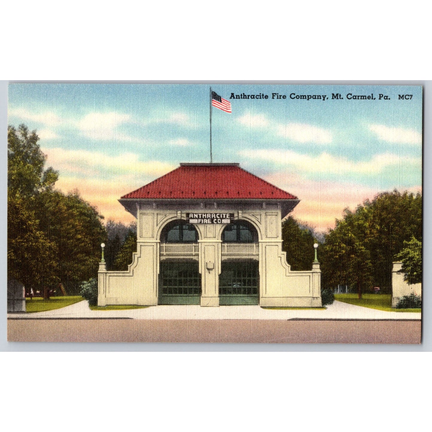 Postcard PA Pennsylvania Mt Carmel Anthracite Fire Co Department Linen Unused