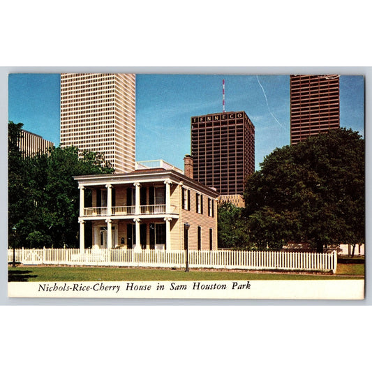 Houston TX Texas Sam Houston Park Nichols-Rice-Cherry House Chrome Postcard