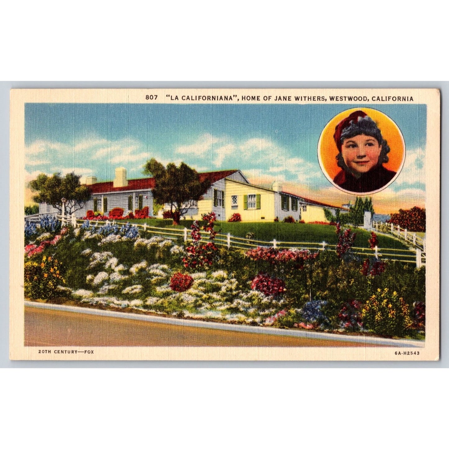 Westwood CA California La Californiana Home of Jane Withers 1930s Postcard