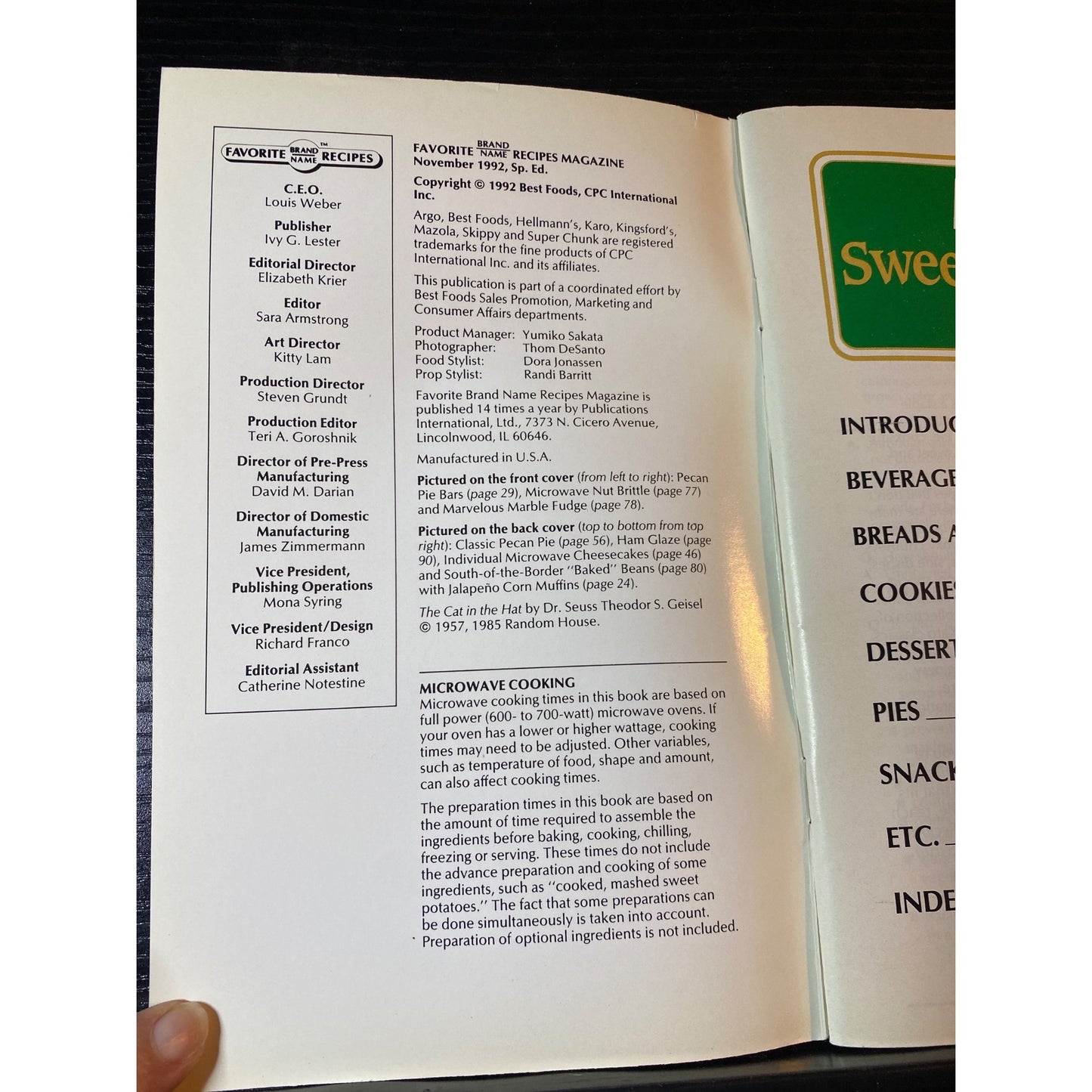 Karo Syrup Sweet & Simple Favorite Brand Name Recipes 1992 Cookbook Booklet