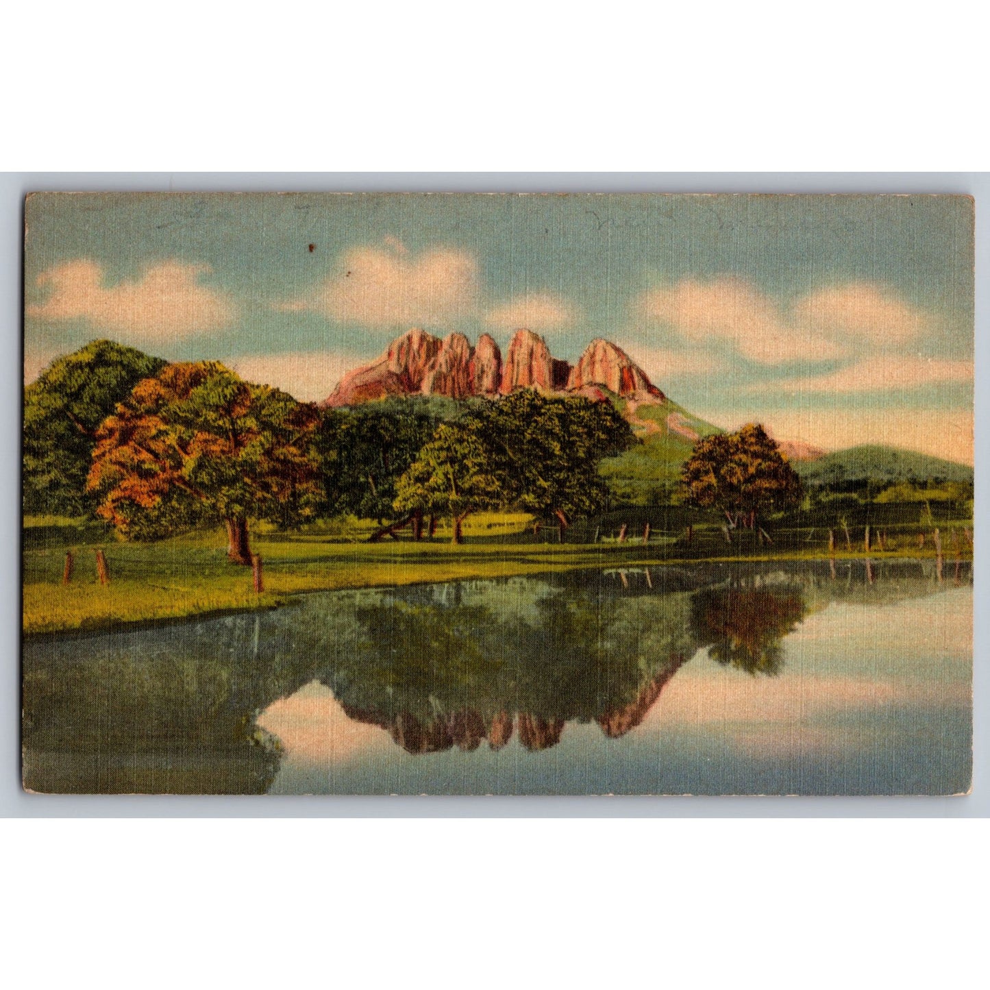 TX Texas Saw Tooth Mountain Davis Mountain Range Linen Postcard Unused