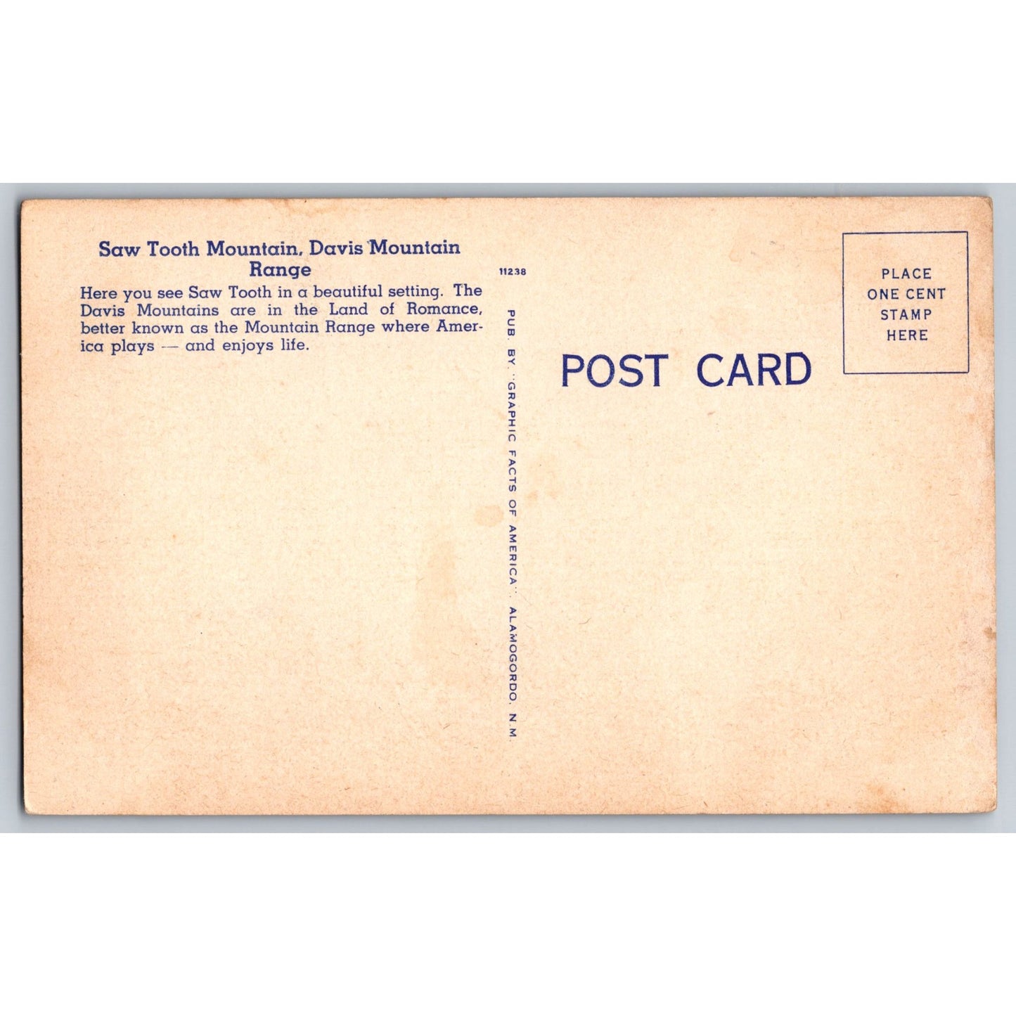TX Texas Saw Tooth Mountain Davis Mountain Range Linen Postcard Unused