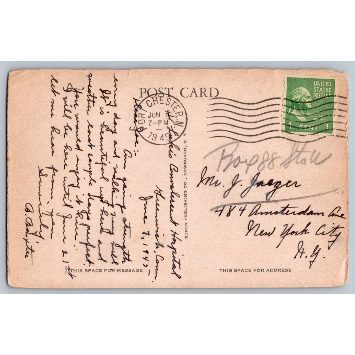 Greenwich CT Connecticut St Luke's Convalescent Hospital 1945 Postcard