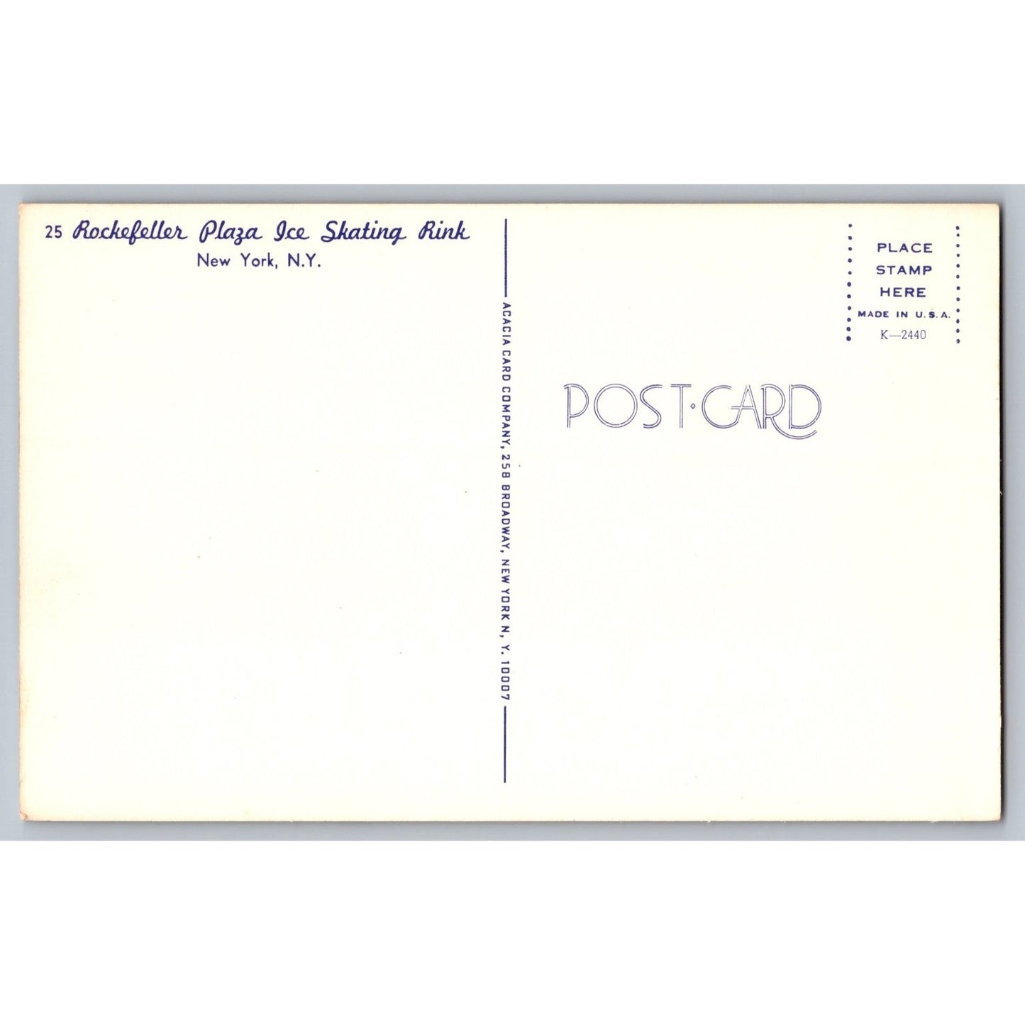 New York City NY Rockefeller Plaza Ice Skating Rink Chrome Postcard