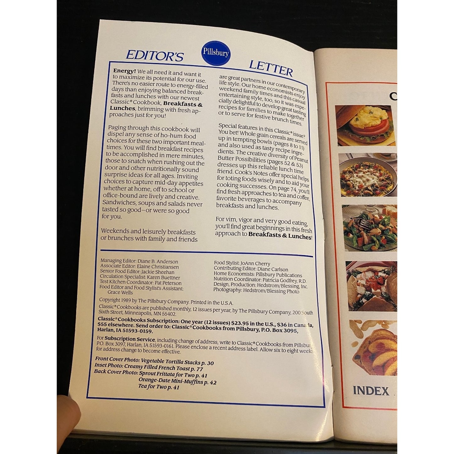 Pillsbury Classic Cookbook Booklet 1989 A Fresh Approach Breakfasts and Lunches