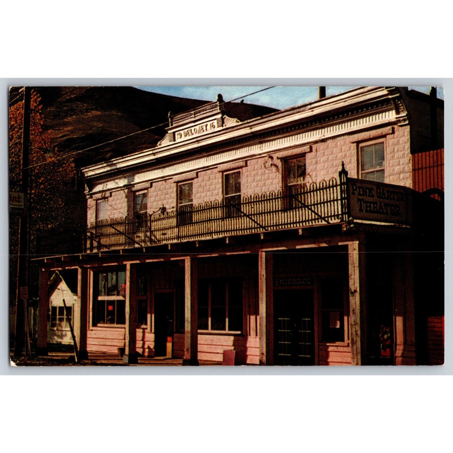 Jackson WY Wyoming Pink Garter Theatre Chrome Postcard Unused