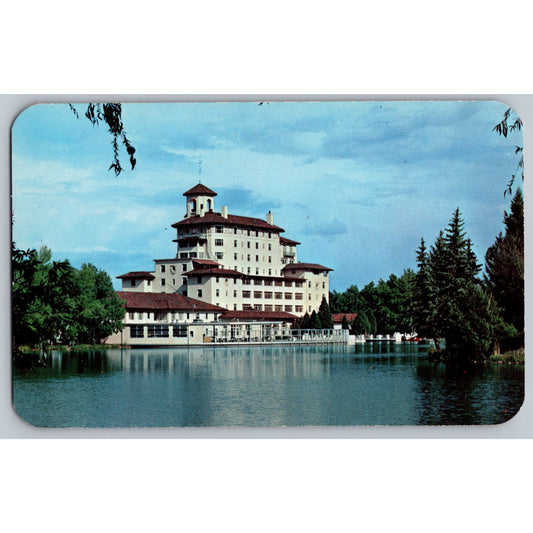 Pikes Peak CO Colorado The Broadmoor Hotel Over Lake Chrome Postcard Sanborn