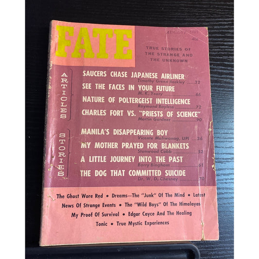 Fate Magazine August 1965 Vol. 18 No. 8 Paranormal & Strange Articles