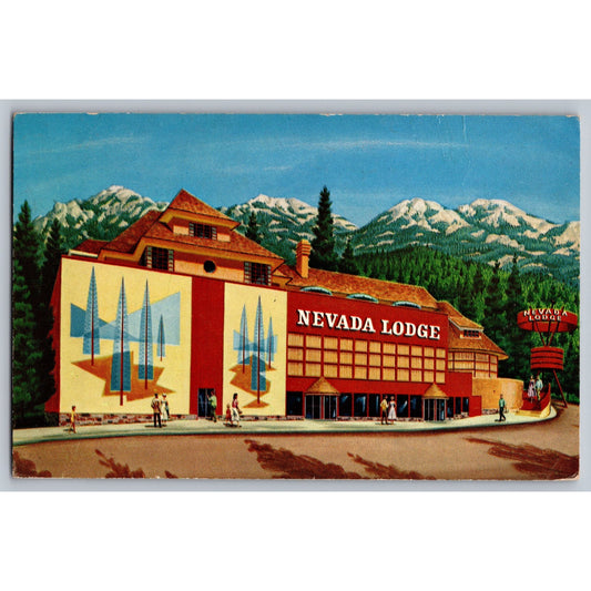 Lake Tahoe NV Nevada Lodge Hotel Postcard Scenic Illustration Used