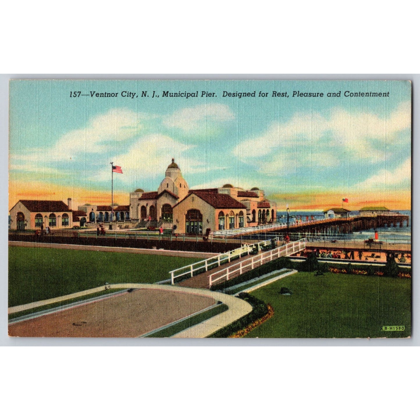 Ventnor City NJ New Jersey Municipal Pier Linen Postcard Unused