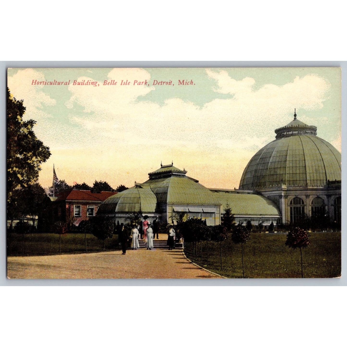 Detroit MI Michigan Belle Isle Horticultural Building Postcard Detroit News Co