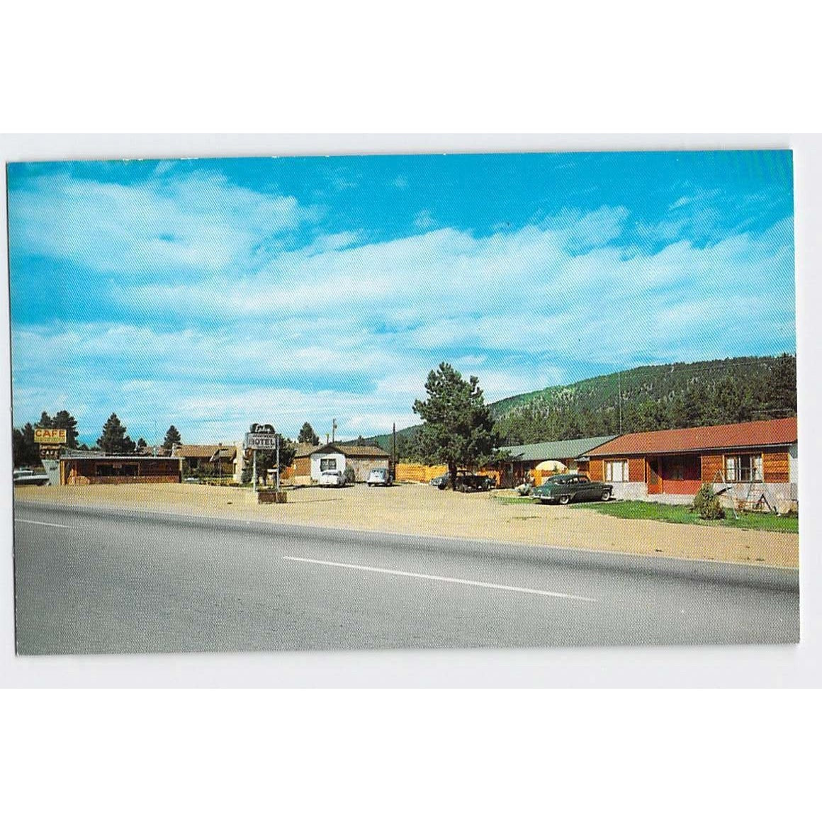 Woodland Park CO Colorado Sportsman Cafe Epley Motel Chrome Postcard Unused