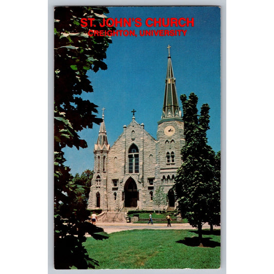 Omaha NE Nebraska Creighton University St John's Church Chrome Postcard