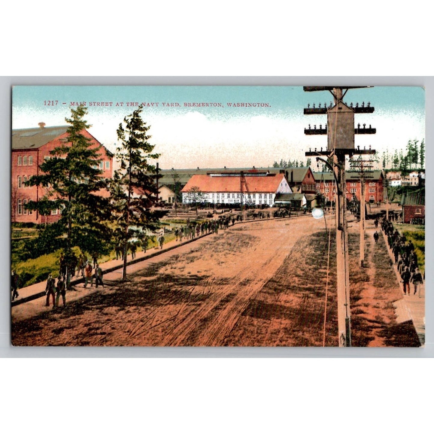 Bremreton WA Washington Main Street Navy Yard Divided Back Postcard Unused