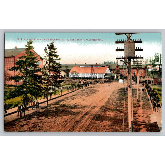 Bremreton WA Washington Main Street Navy Yard Divided Back Postcard Unused