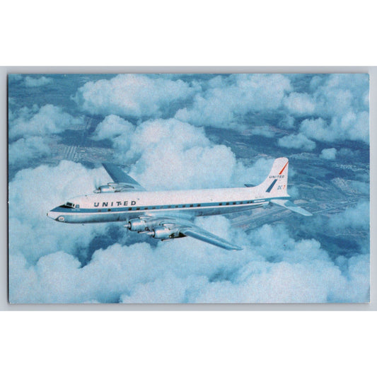 Airplane United Airlines Douglas DC-7 Coach Mainliner 1994 Chrome Postcard