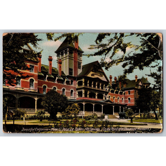 Hot Springs CA California Hotel El Paso De Robles 1911 Divided Back Postcard