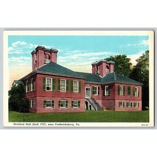 Fredericksburg VA Virginia Stratford Hall White Border Postcard C T American Art