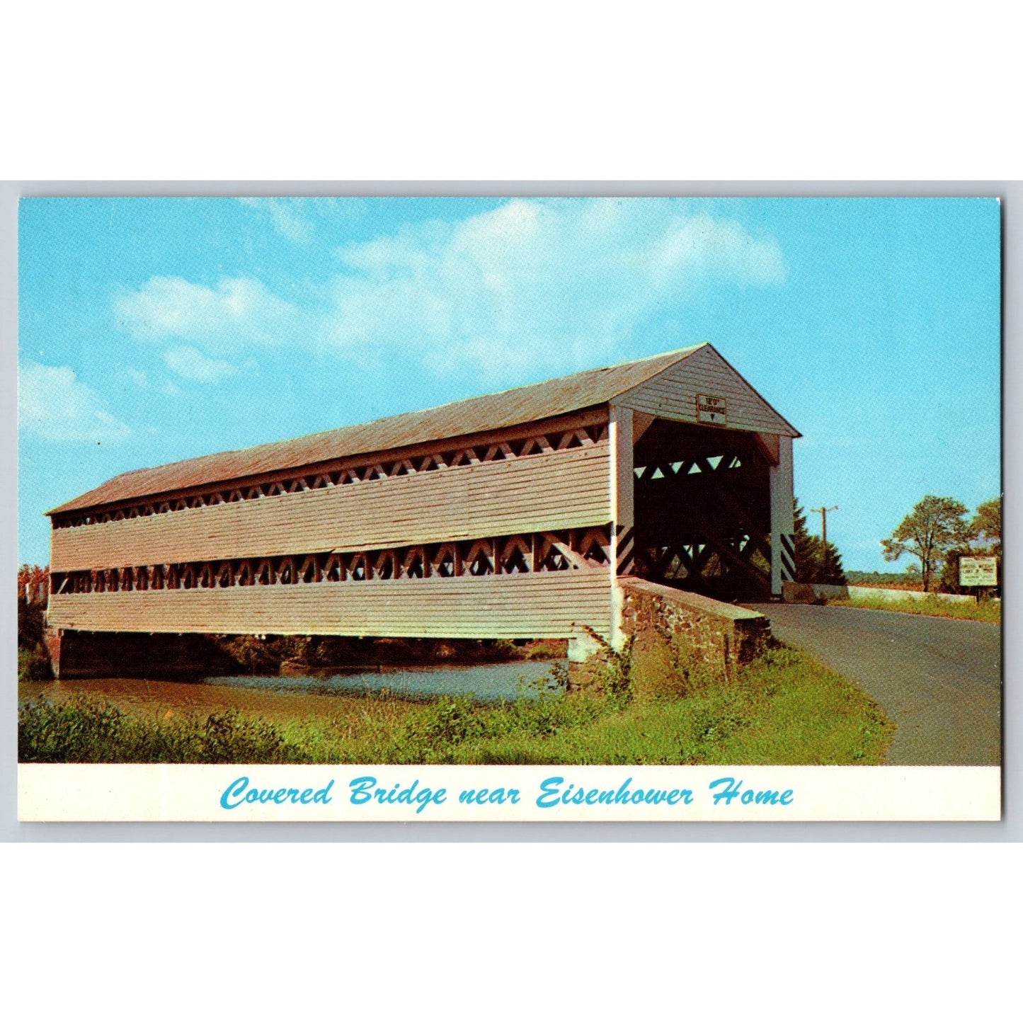 Gettysburg PA Pennsylvania Covered Bridge near Eisenhower Home Chrome Postcard