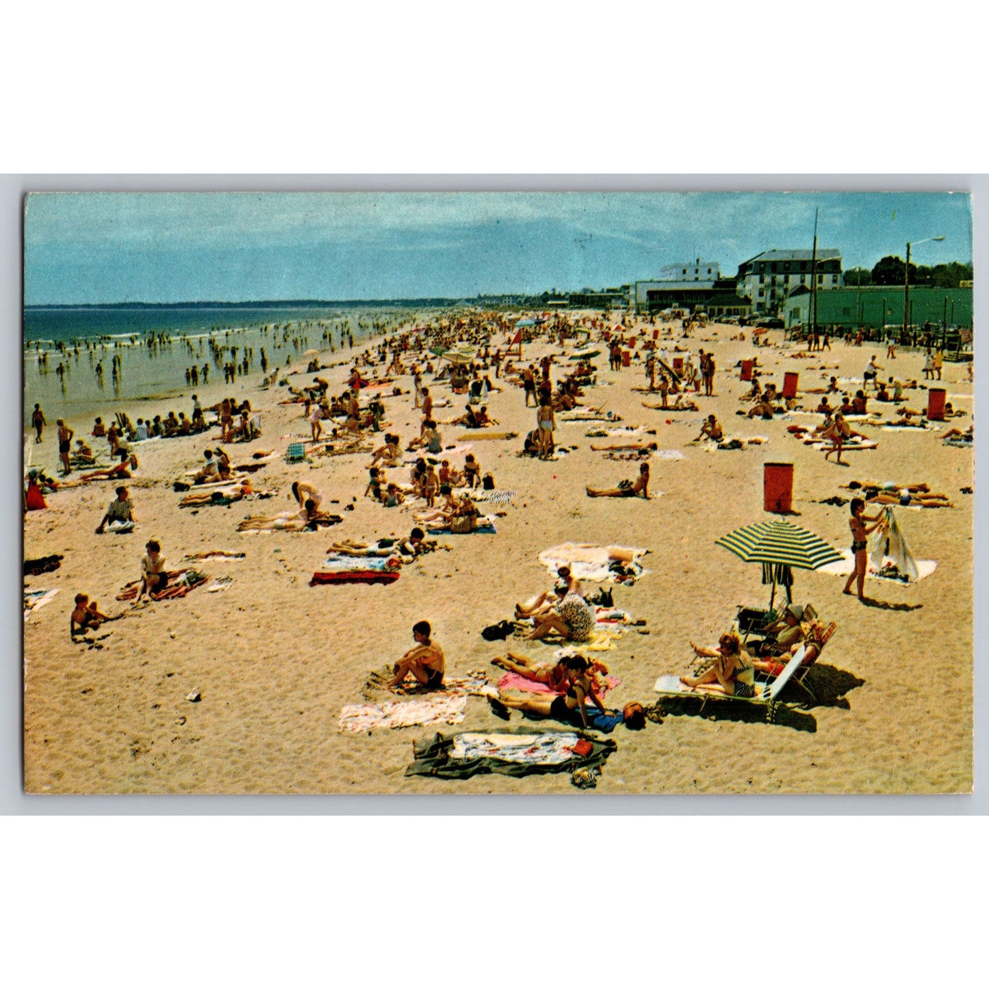 Old Orchard Beach Maine ME Postcard 1960s Colorful Beach Scene Unused