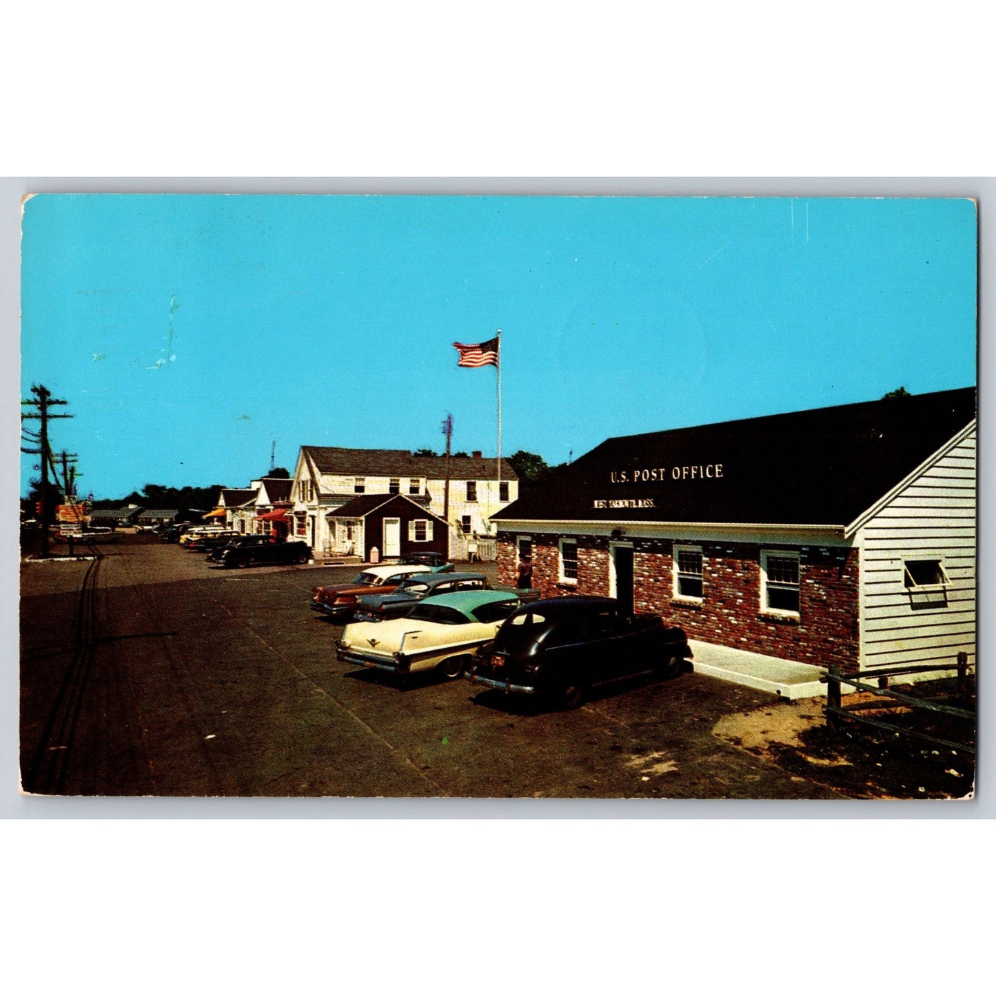 Cape Cod MA Massachusetts Post Office 1950s Chrome Postcard Used with Stamp