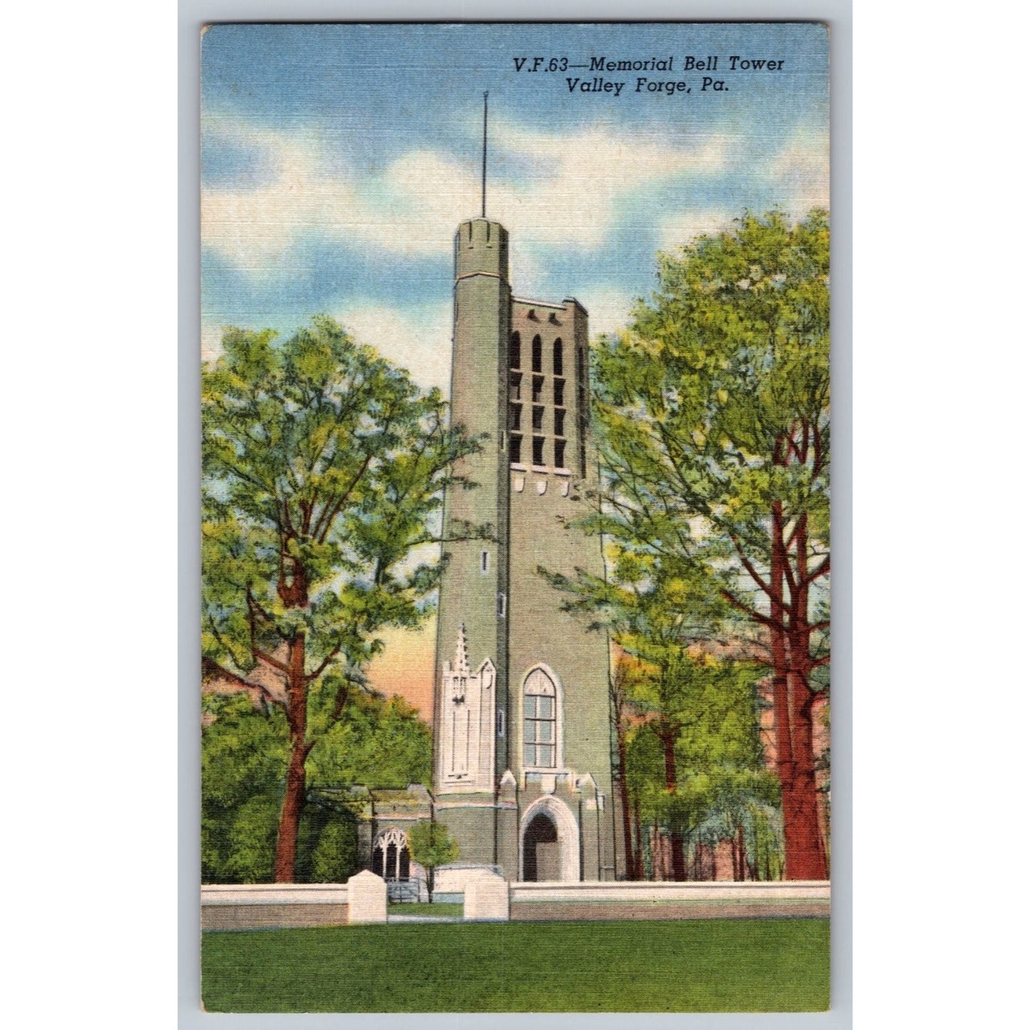 Valley Forge PA Pennsylvania Memorial Bell Tower 1953 Linen Postcard Unused