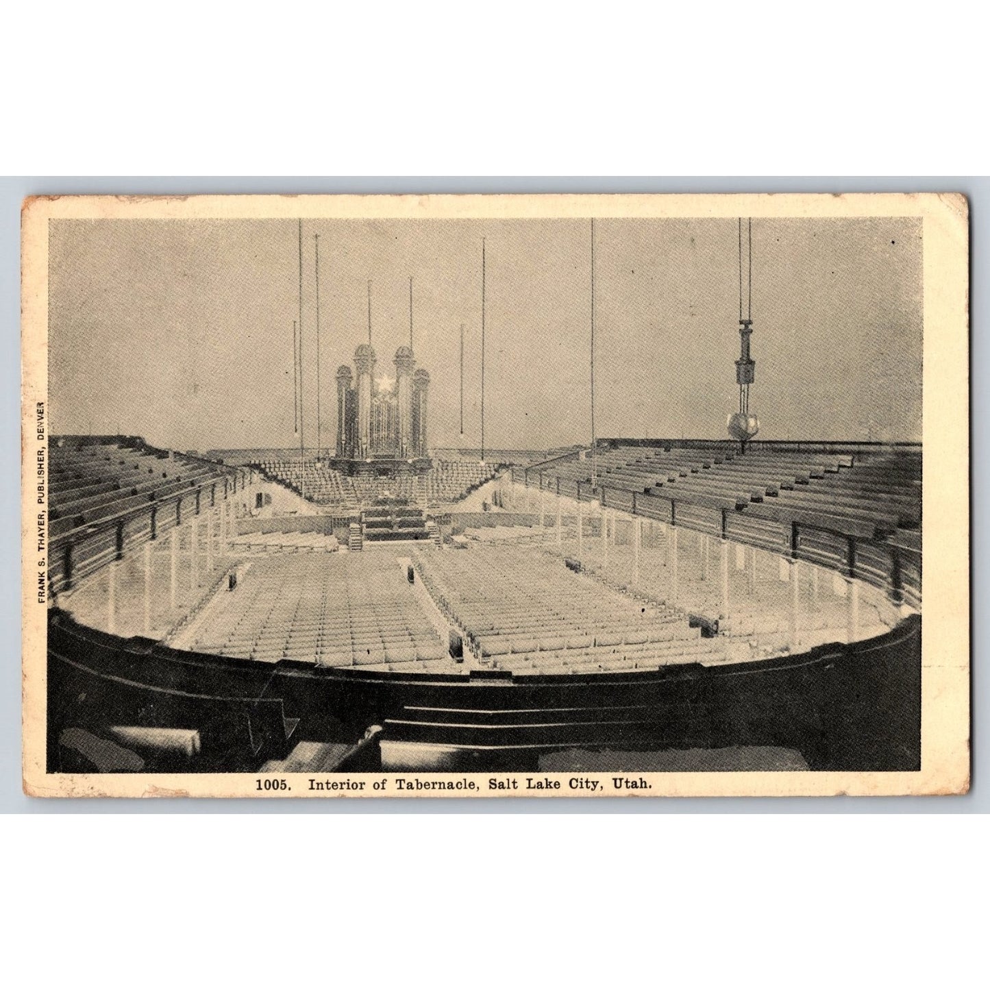 Salt Lake City UT Utah Tabernacle Interior 1907 Postcard Used Frank & Thayer