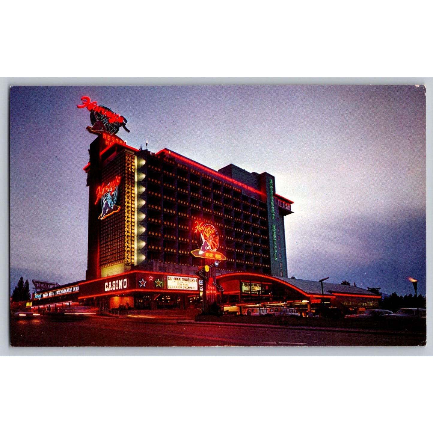 Stateline NV Nevada Harvey's Resort Hotel South Lake Tahoe Chrome Postcard Unused