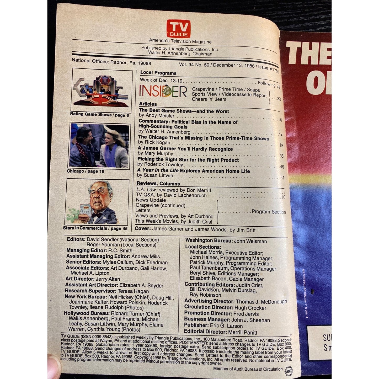 TV Guide Dec 13-19 1986 James Garner