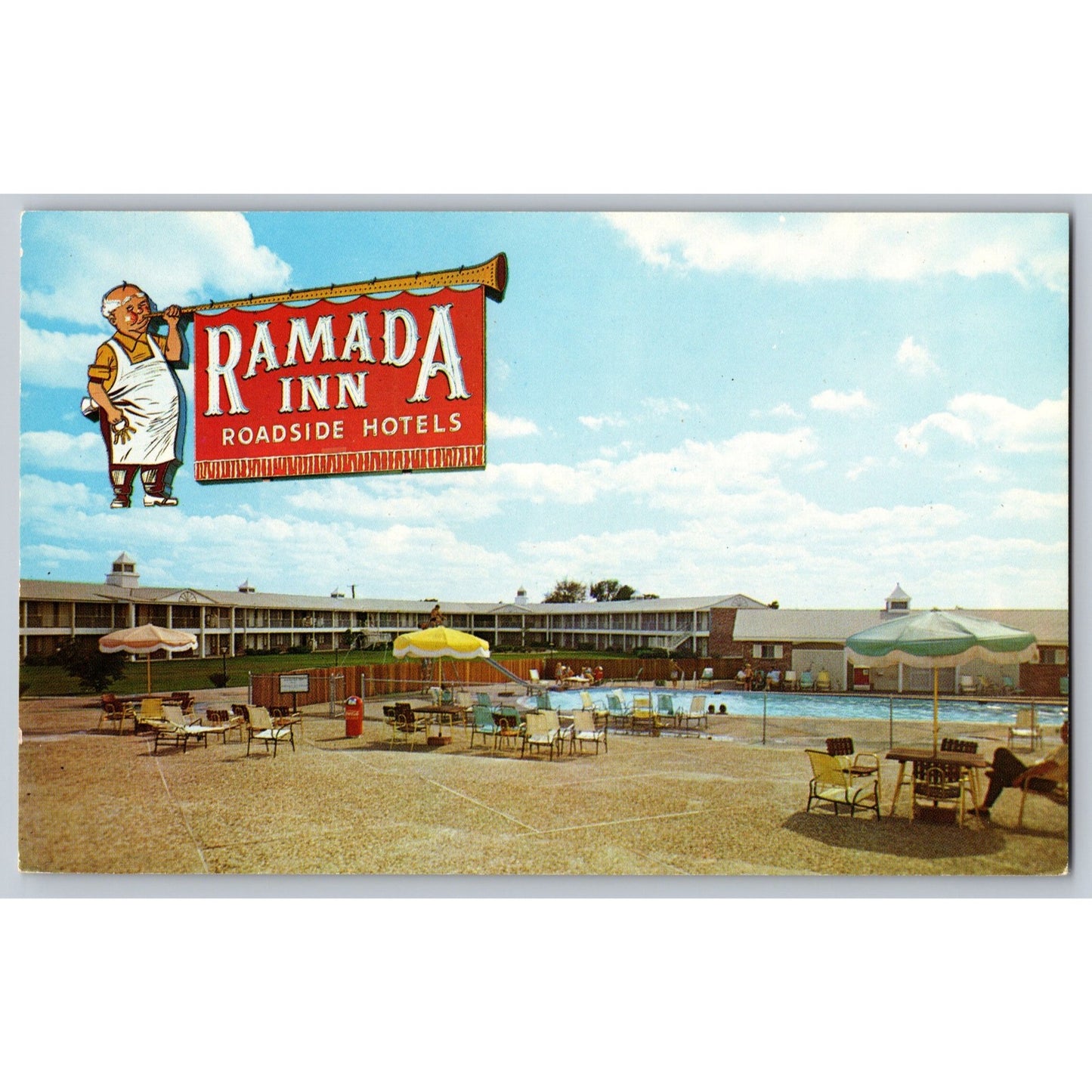 Tulsa OK Oklahoma Ramada Inn Hotel Poolside Chrome Postcard Unused Petley