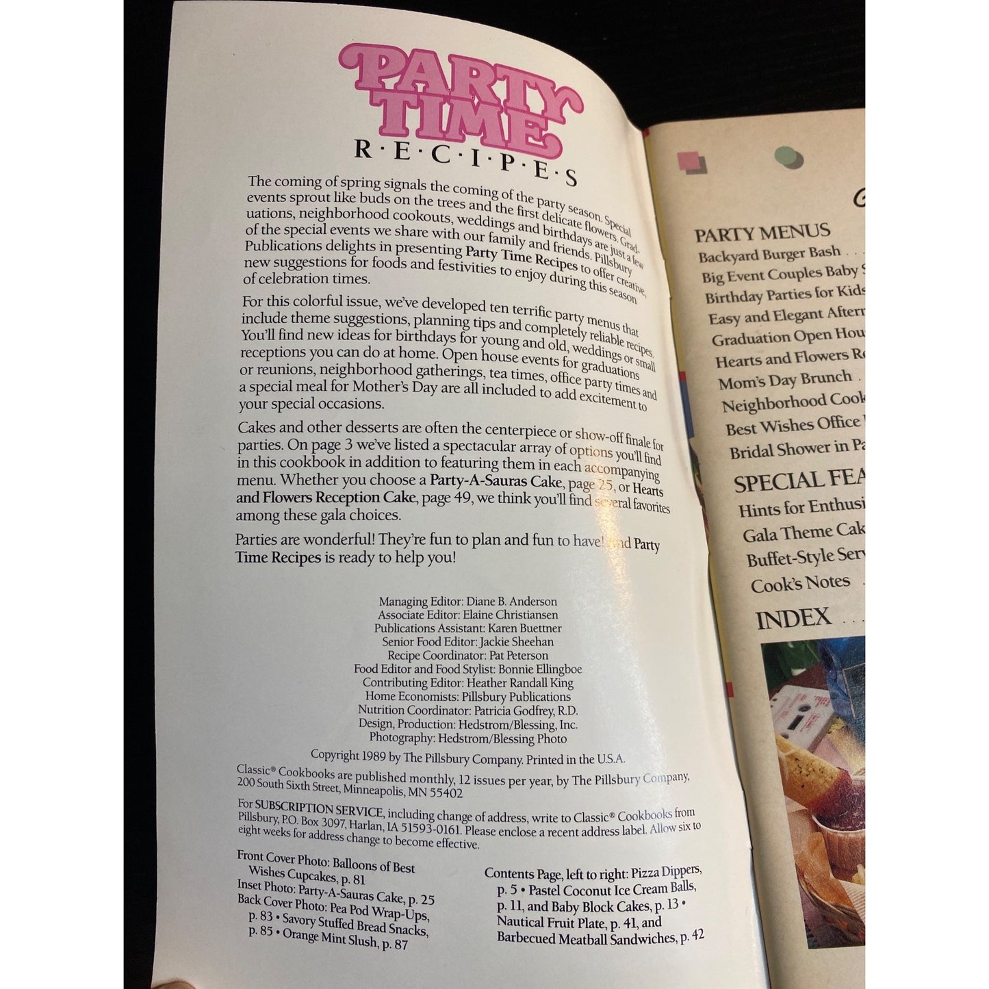 Pillsbury Party Time Recipes Cookbook Booklet 1989