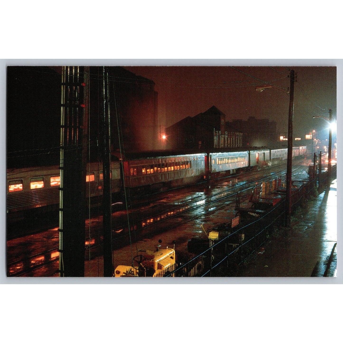 Altoona PA Manhattan Limited Railroad Train 1968 Night Scene MJ589 Postcard