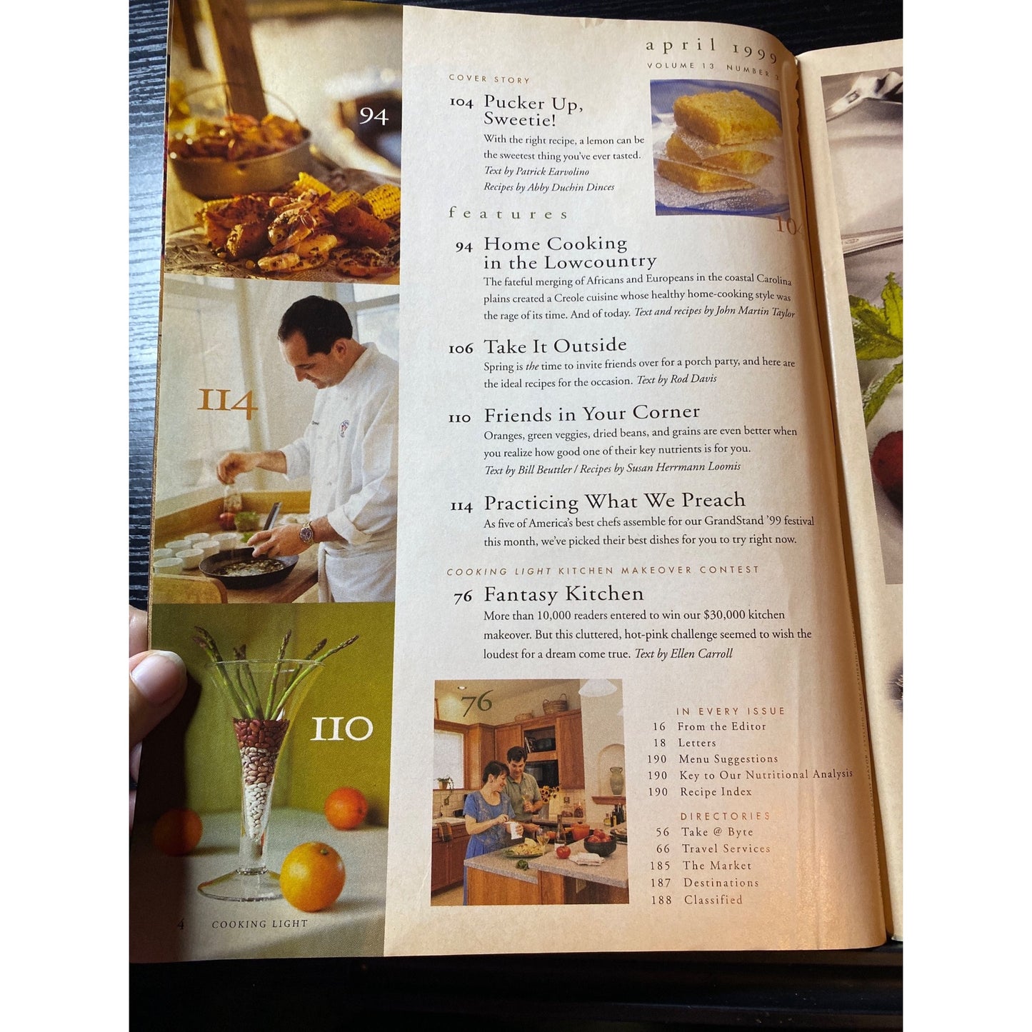 Cooking Light Magazine April 1999 Issue Lemon-Themed Recipes & Kitchen Features