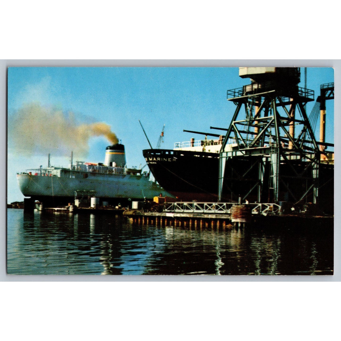 Pascagoula MS Mississippi Ships in for Repair Shipyard Chrome Postcard Unused