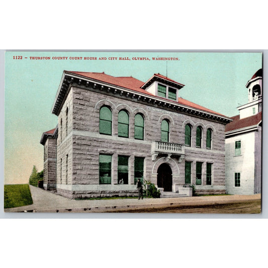 Olympia WA Washington Thurston County Court House City Hall Early 1900s Postcard