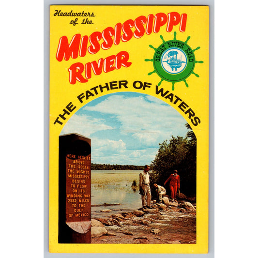 Lake Itasca MN Minnesota Headwaters Of The Mississippi River Chrome Postcard Unused